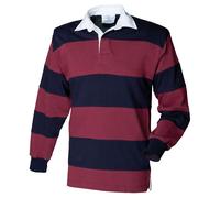 Stripe Sewn Rugby Polo Shirt FRONT ROW Burgundy M