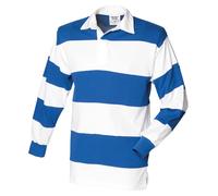 Stripe Sewn Rugby Polo Shirt FRONT ROW White XL