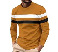 Stripe Shirts for Men Sale Stripe Contrasting Color Patchwork T-Shirt Top Long Sleeve Blouse Crew Neck Shirts Daily Leisure Clothing Inner Wear Outwear Outdoor Easy Matching Gold