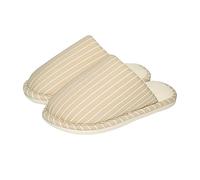 Stripe Slippers for Women Winter Plush Thick Sole Slippers Cotton Home Warm Comfy Fluffy Memory Foam Shoes Retro Non-Slip Indoor House Shoes (Khaki, 42)