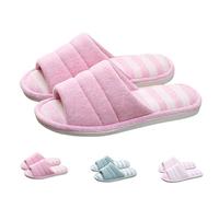 Stripe Slippers Home Slippers Open Toe Cozy Striped Sliders Soft Sole Home Sliders Comfortable Warm Slides Non-Slip Memory Foam Slides Breathable House Shoes Ladies Indoor Slipper