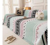 Stripe Sofa Throw Cover for 2 3 4 Seaters Extra Lar Non Slip Chenille Blanket Soft Dog Friendly Protector for Beds & Settees (180x340cm)