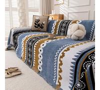 Stripe Sofa Throw Extra Lar Non Slip Cover for 2 3 4 Seater Sofas & Beds Soft Chenille Protective Blanket for Dogs Blue 180x340cm