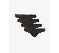 Stripe & Stare Womens Black Low-rise Pack of Four Stretch-modal Thongs L