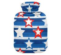 Stripe Stars 4th of July Independence Day hot Water Bottle with Soft Cover, 2L hot Water Bag for Neck and Shoulder Pain Relief, Neck and Shoulder Pain Relief, Bolsa para agua Caliente