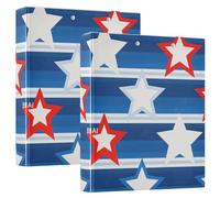 Stripe Stars 4th of July Independence Day One and A Half Inch Binders Three-Ringing with Pocket Cover 1/2 Pack Office Binder 200 Sheets