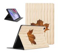 Stripe Tablet Case for Samsung Galaxy Tab A7 SM-T507/T505 10.4" 2020 | Autumn Fall Maple Leaf Striped Amber Harvest Elegant Pattern Adjustable Flip PU Leather Stand Protective Cover for Men Women