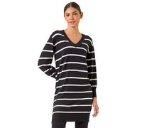Stripe V-Neck Knit Jumper Dress Roman Black 14