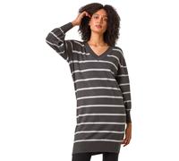 Stripe V-Neck Knit Jumper Dress Roman Charcoal 16