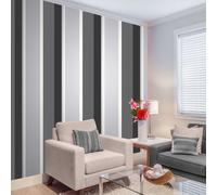 Stripe Wallpaper Bold Charcoal Grey Black White Silver Luxury Modern