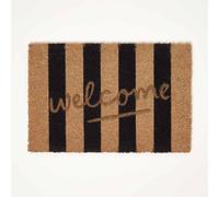 HOMESCAPES Stripe Welcome Coir Doormat, Non-Slip PVC Backed Heavy Duty Indoor & Outdoor Welcome Mat, 40 x 60cm