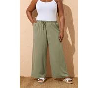 Stripe Wide Leg Linen Trousers Yours Light Khaki 26-28