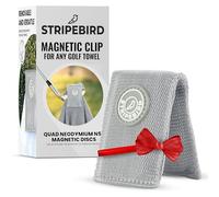 Stripebird - Magnetic Clip for Golf Towel (Cool Gray) - (Highest Strength Magnet) - Easily Access Golf Towel While You Golf - Attaches to Golf Cart, Clubs or Golf Hub - Removable from Towels