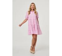Striped 1/2 Sleeve Short Shirt Dress Izabel London Pink 12