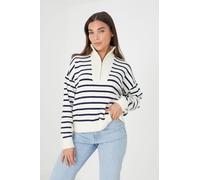 Striped 1/2 Zip Knitted Jumper Brave Soul Ivory XXL