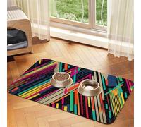 Striped Abstract Colorful Pet Feeding Mat 30x45cm, Absorbent Dog Mat for Food and Water Bowl, PU Leather Cat Food Mat Waterproof Dog Bowl Mats Quick Dry Pet Placemats-No Stains