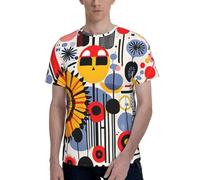 Striped Abstract Colorful Print Men Short Sleeve Crew Neck T-Shirt Breathable Stylish Casual Athletic Summer Wear Black