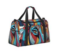 Striped Abstract Colorful Print Stylish Foldable Carry On Tote with Waterproof Zipper for Weekend Getaways Bag