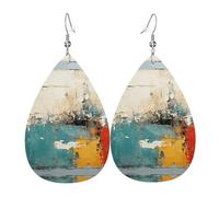 Striped Abstract Colorful Print Teardrop Earrings For Women Leather Dangle Earrings Jewelry For Birthday Party Valentine