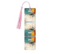 Striped Abstract Colorful Print Wooden Bookmark Women Men Tassel Book Marks Bookmarks for Book Lovers Reading Accessories