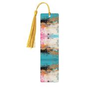 Striped Abstract Colorful Print Wooden Bookmark Women Men Tassel Book Marks Bookmarks for Book Lovers Reading Accessories