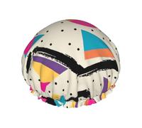 Striped Abstract Colorful Printed Bathing Hats, Dual Layer Reusable Headgear, Large Hair Cover For Daily Skin Care