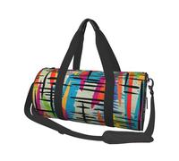 Striped Abstract Colorful Printed Round Travel Duffel Bag Large Overnight Weekend Bags for Hiking, Vacations, Gym, Sports