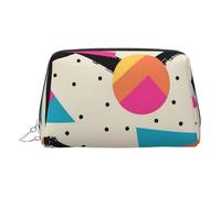 Striped Abstract Colorful Small Makeup Bag Travel Cosmetic Bag Makeup Pouch PU Leather Portable Versatile Zipper Make up Bag for Women Girls