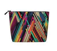 Striped Abstract Colorful Toiletry Bags for Women, Portable Travel Cosmetic Bag, Daily Organiser with Zipper