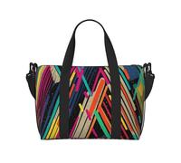 Striped Abstract Colorful Travel Tote Bag Unisex, Water-Resistant Weekend Gym Bag, Large Capacity Adjustable Shoulder Strap Travel Bag