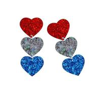 Striped Acrylic Heart and Star Earrings Lightweight Comfortable Design Ear Accessories for Women Everyday Wear Striped Earrings, フリーサイズ