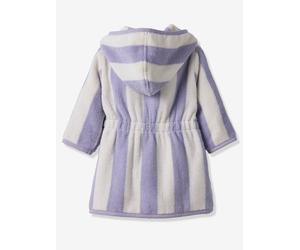 Striped Baby Dressing Gown with Recycled Cotton, TRANSAT Family Capsule Collection striped violet