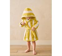 Striped Baby Dressing Gown with Recycled Cotton, TRANSAT Family Capsule Collection striped yellow