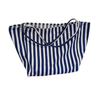 Striped Bag Big Canvas Bag For Women Summer Beach Classical Fabric Soft Large Handbag Female Large Casual Top Handle Bag Handbags for Women Shoulder Bags (Blue, One Size)