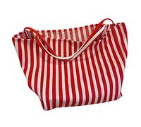 Striped Bag Big Canvas Bag For Women Summer Beach Classical Fabric Soft Large Handbag Female Large Casual Top Handle Bag Women's Handbags (Red, One Size)