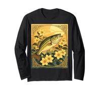 Striped Bass Rockfish and Yellow Jasmine Flowers Long Sleeve T-Shirt