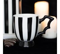 Striped Bat Wing Teacup - Unique Handcrafted Ceramic Mug with Halloween-Inspired Design, Ideal for Coffee, Tea, and Halloween Parties, 12 oz Capacity, Microwave and Dishwasher Safe