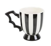 Striped Bat Wing Teacup - Unique Handcrafted Ceramic Mug with Halloween-Inspired Design, Ideal for Coffee, Tea, and Halloween Parties, 12 oz Capacity, Microwave and Dishwasher Safe