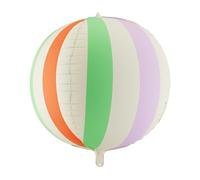 Striped Beach Ball Foil Balloon PartyDeco 19.7 Inch, Large Round Pastel Balloon for Summer Party, Pool and Beach Decorations, Colorful Aesthetic Birthday Decor