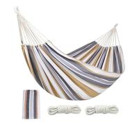 Striped Beach Hammock - Two-Person Hanging Swing For Indoor Or Garden Use | Foldable Tree With Organizer Sack Picnic Adventures, Balcony Chill, Tent Trips, Patio Resting, Camp Setup