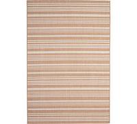 STRIPED BEIGE OUTDOOR & INDOOR RUG DURABLE WEATHER-PROOF WASHABLE | GARDEN PATIO GARAGE KITCHEN | LARGE, 160X230 CM