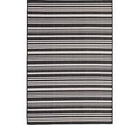 STRIPED BLACK OUTDOOR & INDOOR RUG DURABLE WEATHER-PROOF WASHABLE | GARDEN PATIO GARAGE KITCHEN | LARGE, 160X230 CM