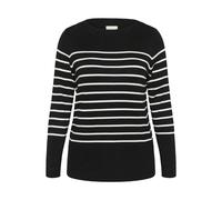 Striped boat neck top for women KAFFE Curve Lizzy NO Noir XL