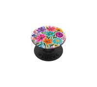 Striped Boho Floral Brushstroke Colorful Art Design PopSockets Adhesive PopGrip