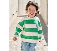 Striped boy's sweatshirt with placed motif pistachio