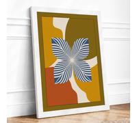 Striped Butterfly Garden Mid-Century Framed Wall Art Print A1
