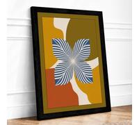 Striped Butterfly Garden Mid-Century Framed Wall Art Print A1