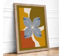Striped Butterfly Garden Mid-Century Framed Wall Art Print A3 (42×29.7cm)