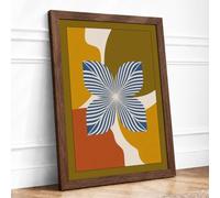 Striped Butterfly Garden Mid-Century Framed Wall Art Print A3 (42×29.7cm)