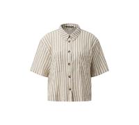 Striped Buttoned Blouse Women QS Loose Fit Marron 32